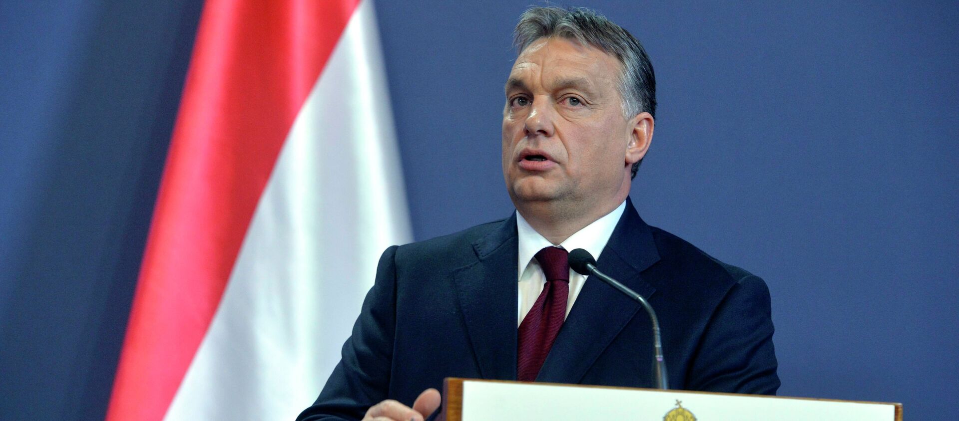 Hungarian Prime Minister Viktor Orban speaks during his joint press conference with Russian President Vladimir Putin in the Parliament building in Budapest, Hungary, Tuesday, Feb. 17, 2015. Putin is staying on a one-day working visit in the Hungarian capital. - Sputnik Moldova-România, 1920, 16.06.2021