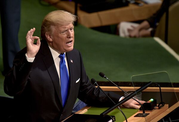 Президент США Дональд Трамп выступает на заседании Генеральной Ассамблеи ООН в Нью-Йорке - Sputnik Молдова