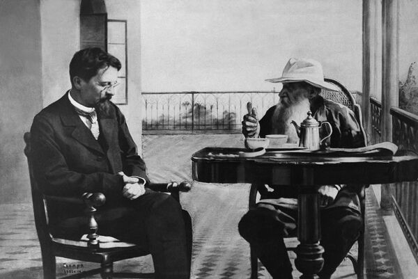 Писатели А.П. Чехов и Л.Н. Толстой в Гаспре (Крым) - Sputnik Молдова