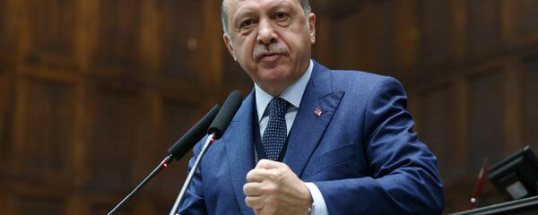 Turkish President Tayyip Erdogan addresses members of parliament from his ruling AK Party (AKP) during a meeting at the Turkish parliament in Ankara, Turkey, June 13, 2017 - Sputnik Moldova-România