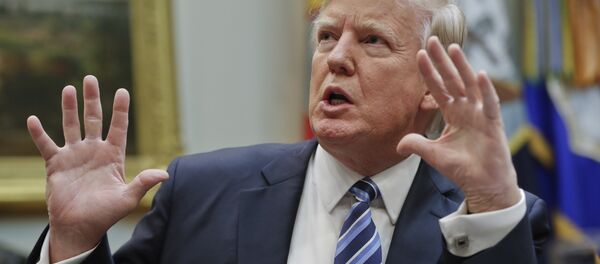 President Donald Trump gestures while speaking during a meeting in the Roosevelt Room of the White House in Washington, Monday, March 13, 2017. - Sputnik Moldova