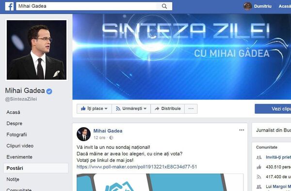Postarea lui Mihai Gâdea de pe Facebook Postarea lui Mihai Gâdea de pe Facebook - Sputnik Moldova-România