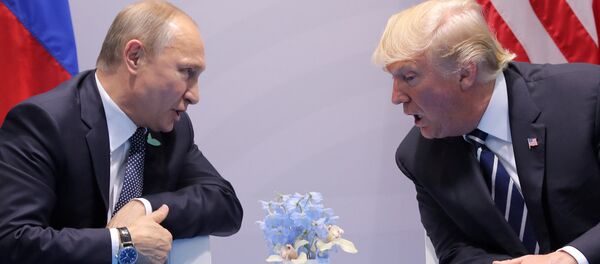 Президент РФ Владимир Путин и президент США Дональд Трамп на саммите G20 в Гамбурге - Sputnik Moldova-România