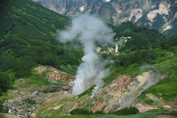 Извержение гейзера Великан в Долине Гейзеров в Кроноцком государственном природном биосферном заповеднике на Камчатке - Sputnik Молдова