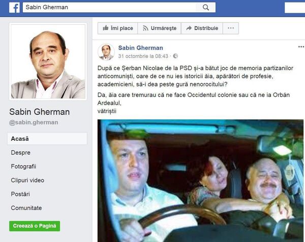 Postare Sabin Gherman - Sputnik Moldova-România