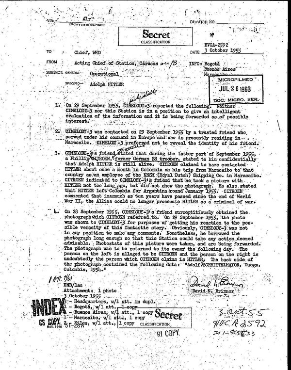 Вторая страница рассекреченного доклада ЦРУ, посвященного присутствию Гитлера в Колумбии - Sputnik Молдова