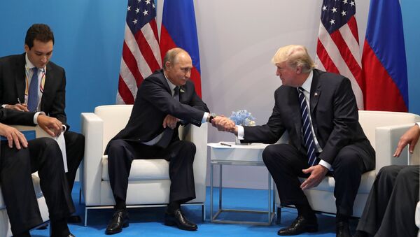 Întâlnirea lui Vladimir Putin cu Donald Trump la summit-ul G20 din Germania - Sputnik Moldova-România