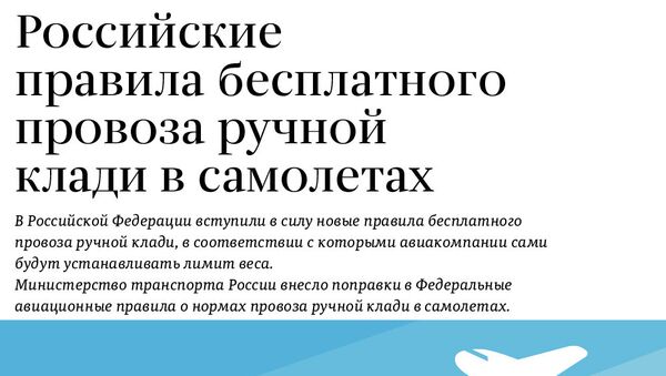Правила бесплатного провоза ручной клади в российских компаниях - Sputnik Молдова
