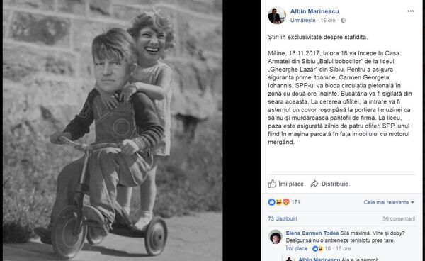 Postarea lui Albin Marinescu pe profilul său de Facebook Postarea lui Albin Marinescu pe profilul său de Facebook - Sputnik Moldova-România