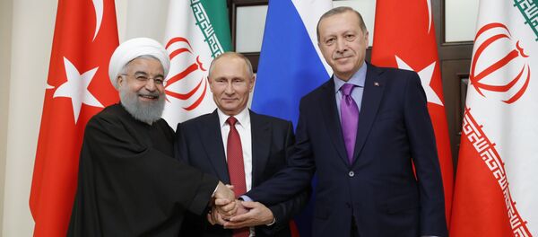Meeting of Russian President Vladimir Putin, President of Iran Hassan Rouhani and President of Turkey Recep Tayyip Erdogan - Sputnik Moldova-România