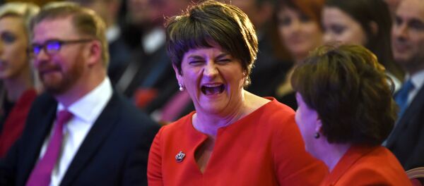 DUP leader Arlene Foster reacts during her party's annual conference in Belfast, Northern Ireland, November 25, 2017. - Sputnik Moldova