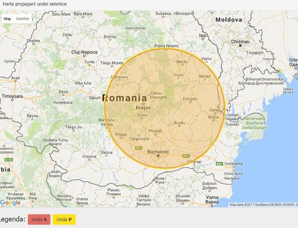 Harta cutremur România, captură ecran Harta cutremur România, captură ecran - Sputnik Moldova-România