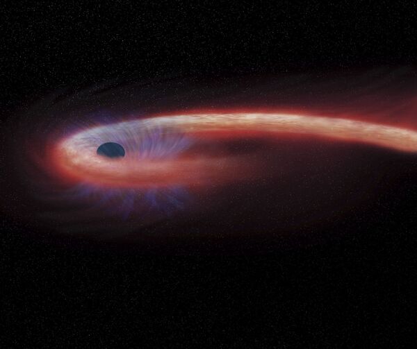 Художественное изображение черной дыры в созвездии Девы, поглощающей рекордные количества материи - Sputnik Молдова