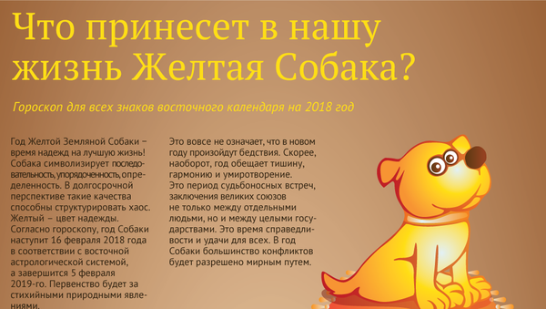 Что принесет в нашу жизнь желтая собака - Sputnik Молдова