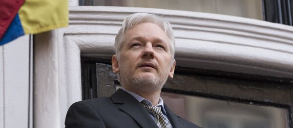 Джулиан Ассанж выступил с речью перед журналистами и митингующими у посольства Эквадора в Лондоне - Sputnik Moldova