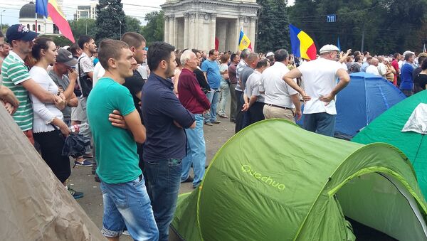 Corturi în Piaţa Marii Adunări Naţionale, proteste Platforma DA - Sputnik Молдова