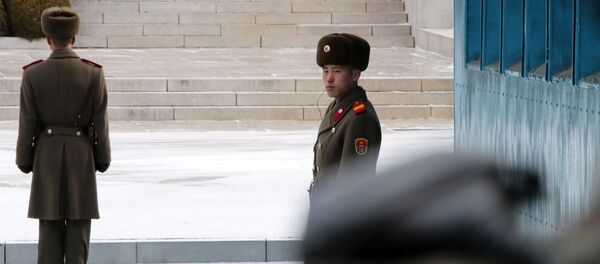 Северокорейские солдаты в демилитаризованной зоне во время переговоров между Южной Кореей и КНДР Северокорейские солдаты в демилитаризованной зоне во время переговоров между Южной Кореей и КНДР - Sputnik Молдова