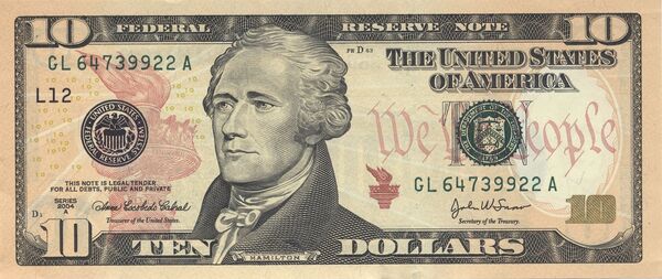 Alexander Hamilton pe bancnota de 10 dolari Alexander Hamilton pe bancnota de 10 dolari - Sputnik Moldova