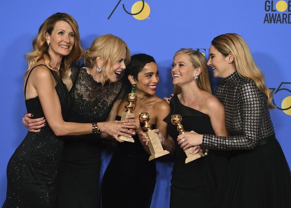 Actrițele Laura Dern, Nicole Kidman, Zoe Kravitz, Reese Witherspoon și Shailene Woodley la ceremonia de premiere „Globul de Aur” - Sputnik Moldova