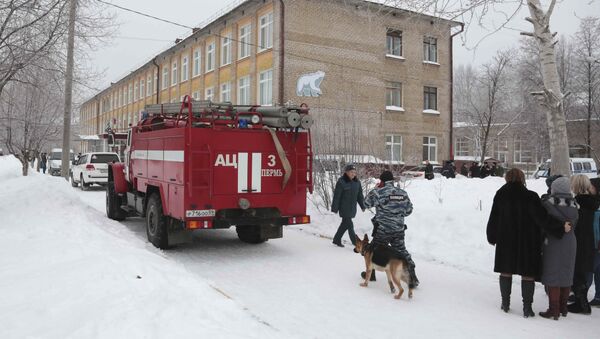 A view shows a local school after reportedly several unidentified people wearing masks injured schoolchildren with knives in the city of Perm, Russia January 15, 2018 - Sputnik Moldova-România