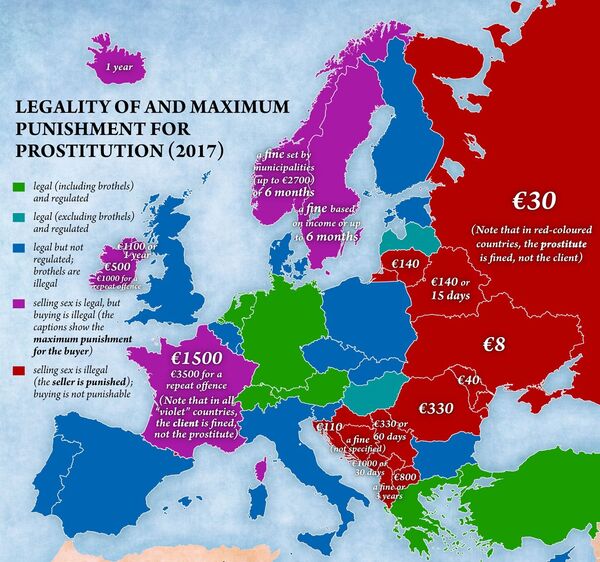 Карта отношения к проституции в европейских странах - Sputnik Молдова