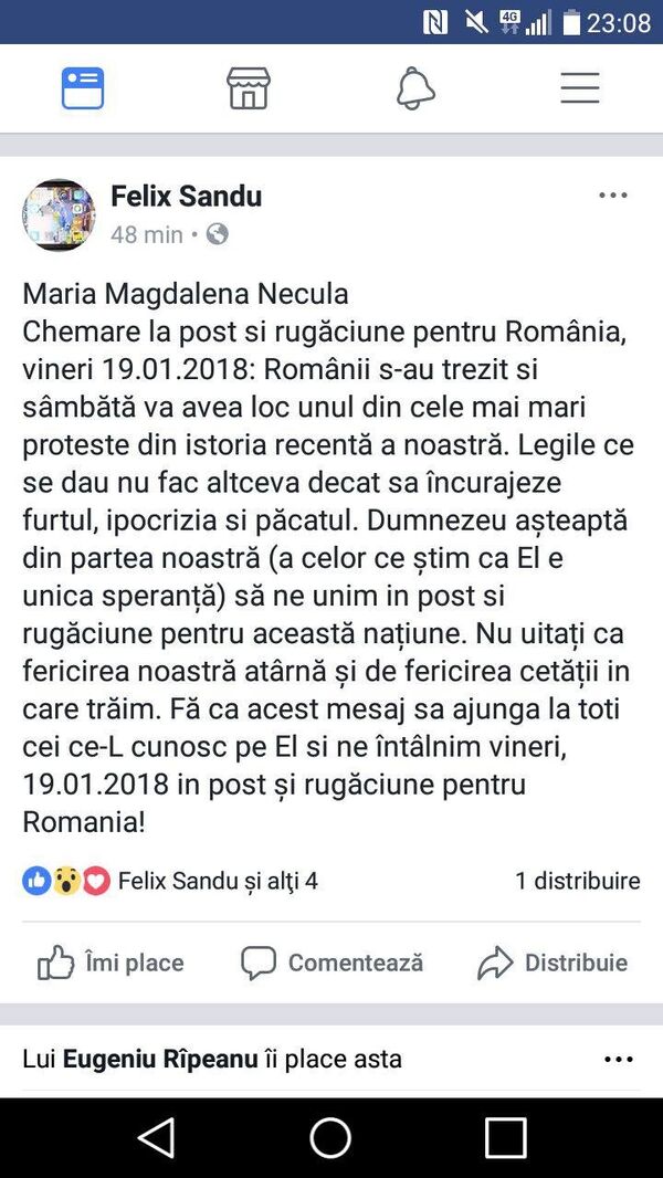 Mesaj Felix Sandu, captură ecran Mesaj Felix Sandu, captură ecran - Sputnik Moldova-România