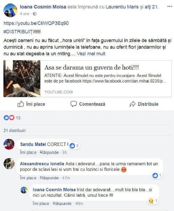 Postare Ioana Cosmin Moisa, captură ecran Postare Ioana Cosmin Moisa, captură ecran - Sputnik Moldova-România
