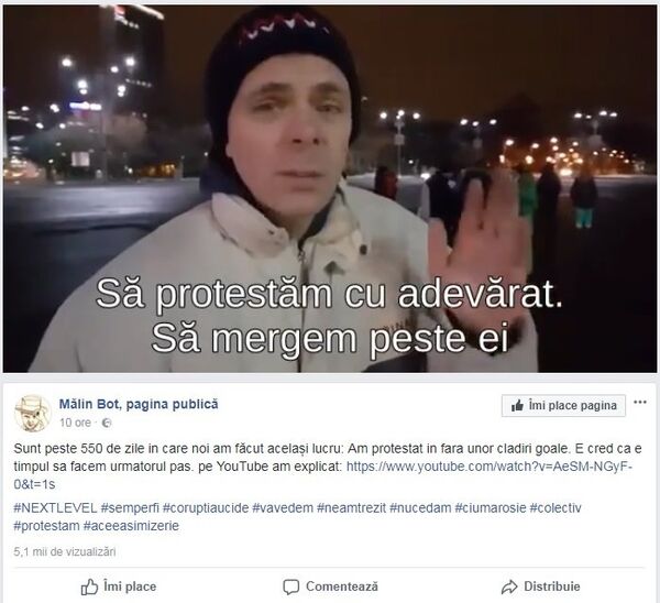 Postare Mălin Bot, pagină publică, captură ecran Postare Mălin Bot, pagină publică, captură ecran - Sputnik Moldova-România