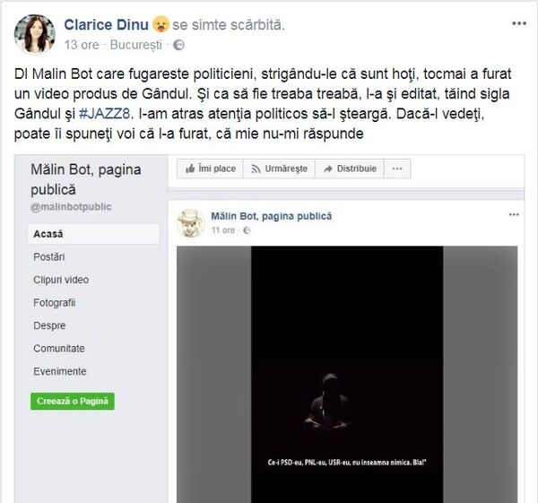 Postare Clarice Dinu, captură ecran Postare Clarice Dinu, captură ecran - Sputnik Moldova-România