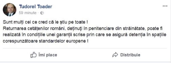 Postare Tudorel Toader, captură ecran Postare Tudorel Toader, captură ecran - Sputnik Moldova-România