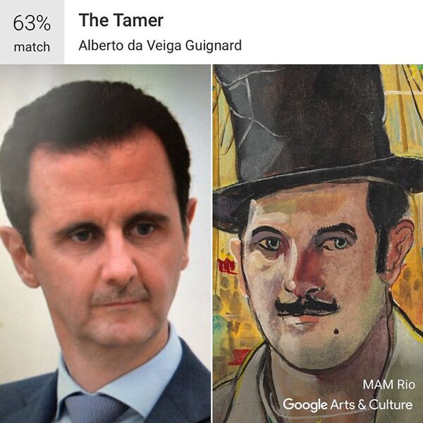 Президент Сирии Башар Асад и картина Альберто да Вейга Гугнарда Укротитель Президент Сирии Башар Асад и картина Альберто да Вейга Гугнарда Укротитель - Sputnik Молдова