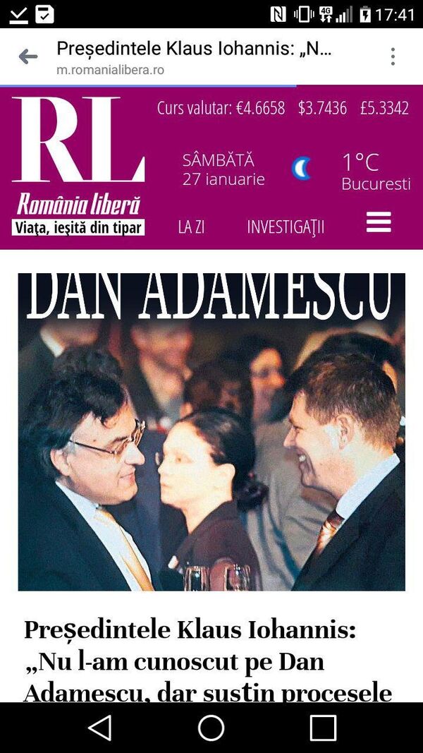 Romania Libera - imagine Iohannis - Adamescu - Sputnik Moldova-România