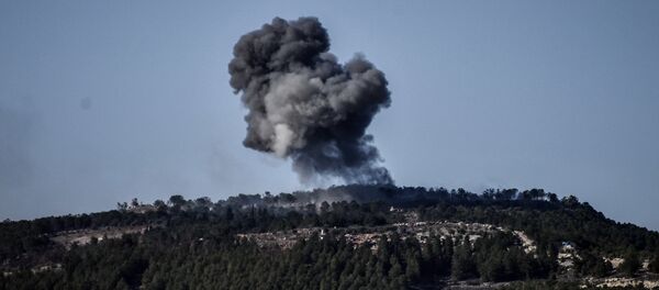 A plume of smoke rises from inside Syria, during Turkish forces bombardment, part of an offensive codenamed Operation Olive Branch, in the Kurdish-controlled enclave of Afrin, Syria, as seen from the border with Syria, in Kilis, Turkey, Sunday, Jan. 28, 2018. A plume of smoke rises from inside Syria, during Turkish forces bombardment, part of an offensive codenamed Operation Olive Branch, in the Kurdish-controlled enclave of Afrin, Syria, as seen from the border with Syria, in Kilis, Turkey, Sunday, Jan. 28, 2018. - Sputnik Moldova-România