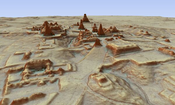 This digital 3D image provided by Guatemala's Mayan Heritage and Nature Foundation, PACUNAM, shows a depiction of the Mayan archaeological site at Tikal in Guatemala created using LiDAR aerial mapping technology. Researchers announced Thursday, Feb. 1, 2018, that using a high-tech aerial mapping technique they have found tens of thousands of previously undetected Mayan houses, buildings, defense works and roads in the dense jungle of Guatemala's Peten region, suggesting that millions more people lived there than previously thought This digital 3D image provided by Guatemala's Mayan Heritage and Nature Foundation, PACUNAM, shows a depiction of the Mayan archaeological site at Tikal in Guatemala created using LiDAR aerial mapping technology. Researchers announced Thursday, Feb. 1, 2018, that using a high-tech aerial mapping technique they have found tens of thousands of previously undetected Mayan houses, buildings, defense works and roads in the dense jungle of Guatemala's Peten region, suggesting that millions more people lived there than previously thought - Sputnik Moldova