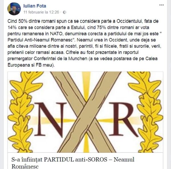 Postare Iulian Fota Postare Iulian Fota - Sputnik Moldova-România
