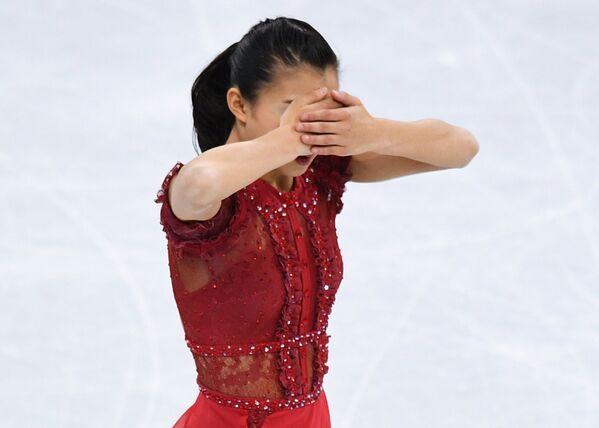 Kaori Sakamoto (Japonia) evoluează în programul scurt feminin în cadrul Jocurilor Olimpice din Pyeongchang - Sputnik Moldova