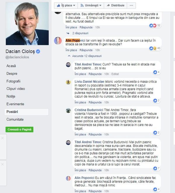Comentarii la postarea lui Dacian Cioloș Comentarii la postarea lui Dacian Cioloș - Sputnik Moldova-România