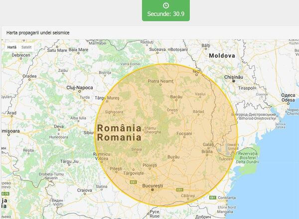 Harta propagării undei seismice Harta propagării undei seismice - Sputnik Moldova-România