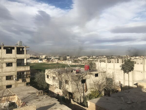 Дым, возникший в результате ударов сирийской армии по позициям Джебхат ан-Нусра (организация запрещена в РФ), в Восточной Гуте в пригороде Дамаска - Sputnik Молдова