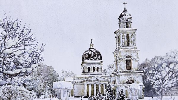 Старый Кишинев. Кафедральный собор и колокольня зимой - Sputnik Молдова