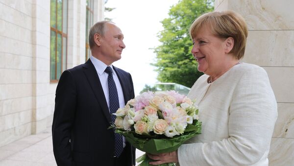 Президент РФ В. Путин встретился с канцлером ФРГ А. Меркель - Sputnik Moldova-România