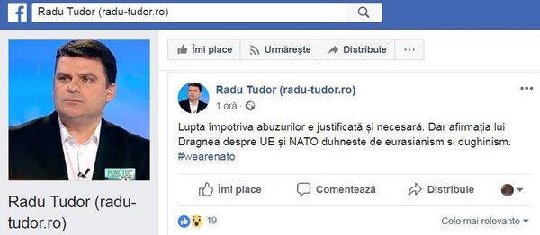 Postare Radu Tudor pe pagina sa de Facebook Postare Radu Tudor pe pagina sa de Facebook - Sputnik Moldova-România