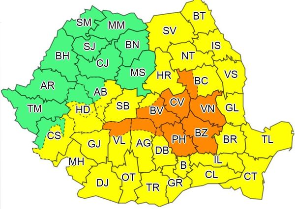 Avertizare Meteo, harta României Avertizare Meteo, harta României - Sputnik Moldova-România