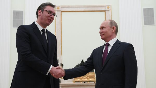 Президент РФ В. Путин встретился с президентом Сербии А. Вучичем - Sputnik Moldova-România