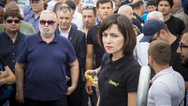 Лидер PAS Майя Санду на митинге в Кишиневе - Sputnik Молдова