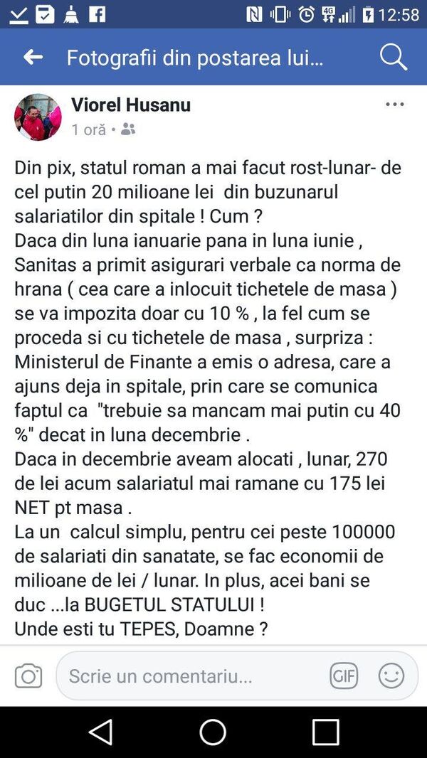 Postarea lui Viorel Huşanu. Postarea lui Viorel Huşanu. - Sputnik Moldova-România
