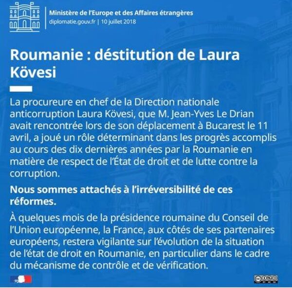 Declarația purtătorului de cuvânt al Ministerului francez pentru Europa și Afaceri Externe Declarația purtătorului de cuvânt al Ministerului francez pentru Europa și Afaceri Externe - Sputnik Moldova-România