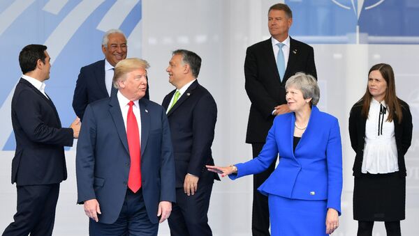 Президент США Дональд Трамп во время церемонии открытия саммита НАТО (11 июля 2018). Брюссель - Sputnik Молдова