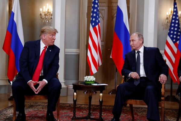 U.S. President Donald Trump meets with Russia's President Vladimir Putin in Helsinki, Finland, July 16, 2018 U.S. President Donald Trump meets with Russia's President Vladimir Putin in Helsinki, Finland, July 16, 2018 - Sputnik Молдова