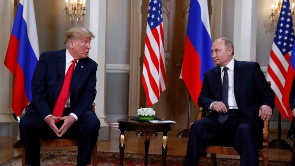 U.S. President Donald Trump meets with Russia's President Vladimir Putin in Helsinki, Finland, July 16, 2018 - Sputnik Moldova-România